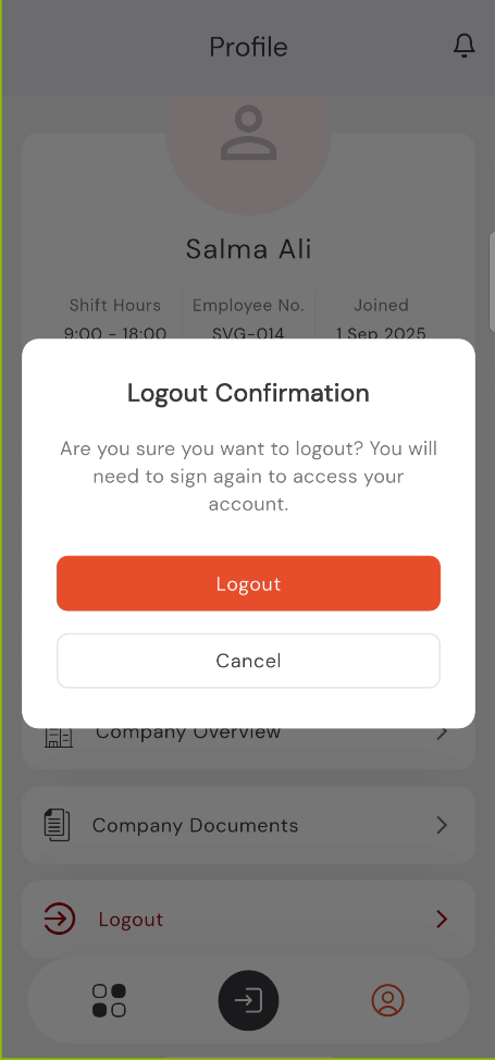 Logout Confirmation
